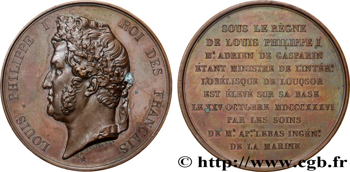 LUIGI FILIPPO I Médaille, Érection de l obélisque de Louxor q.SPL