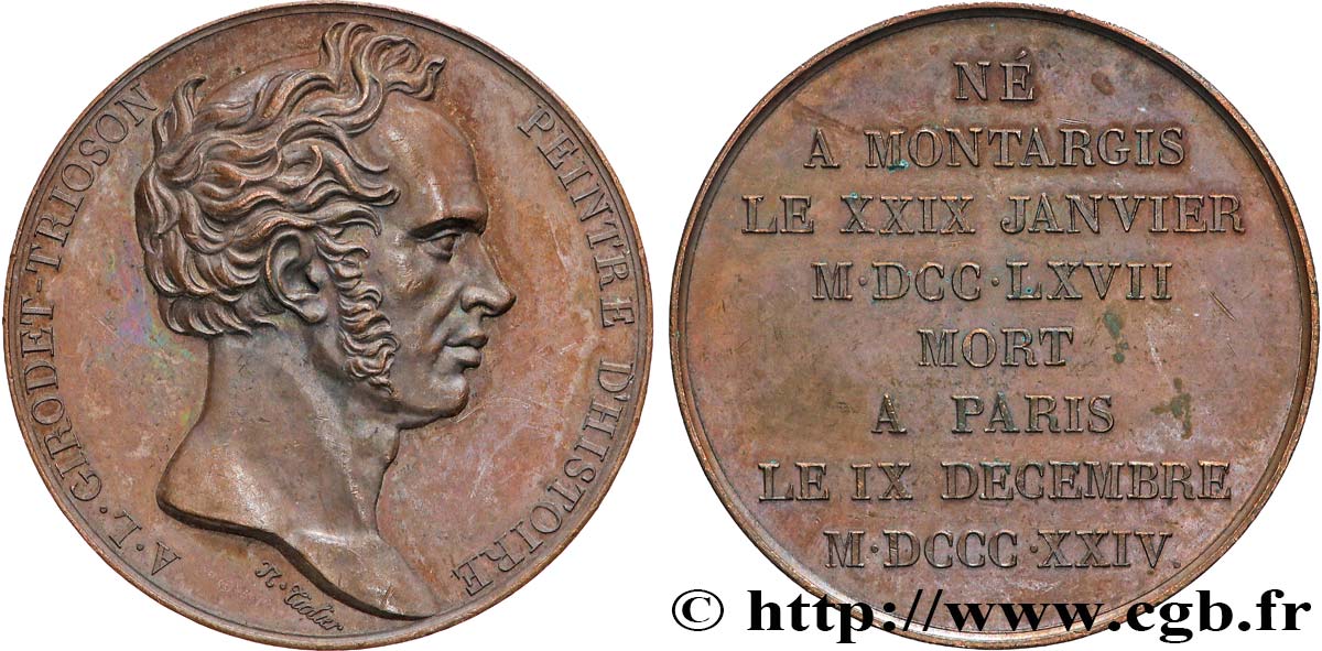 CHARLES X Médaille, Anne-Louis Girodet TTB+