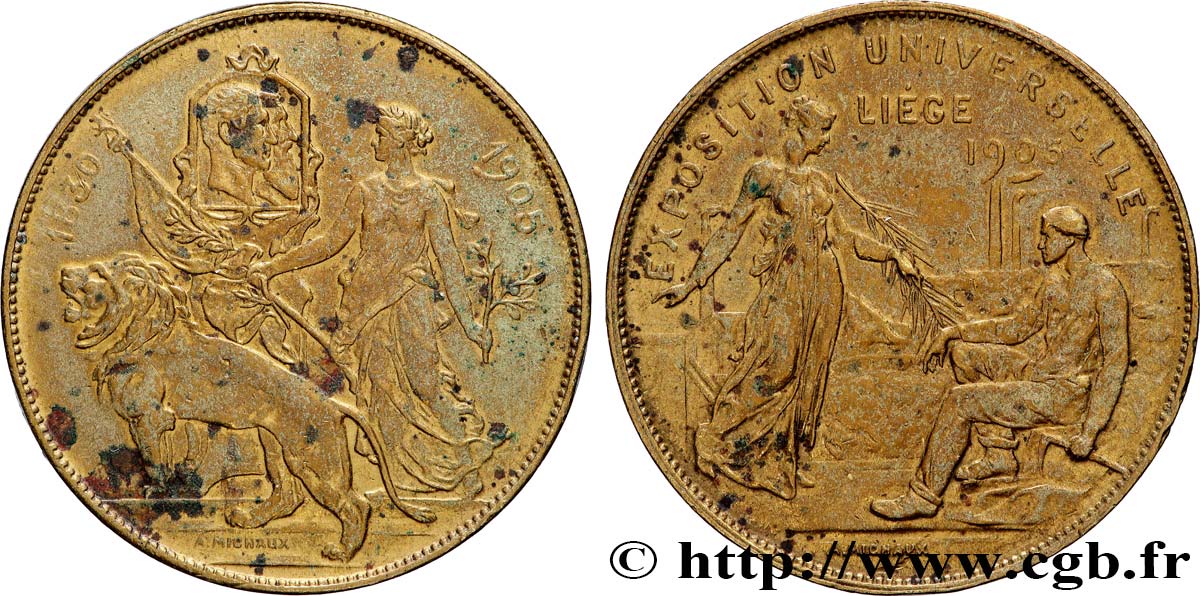 BELGIQUE - ROYAUME DE BELGIQUE - LÉOPOLD II Médaille, Exposition Universelle fVZ