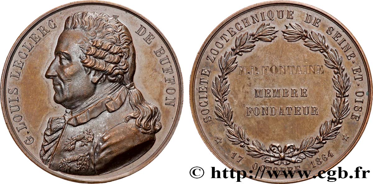 ACADÉMIES ET SOCIÉTÉS SAVANTES Médaille, Georges-Louis Leclerc, comte de Buffon, Société zootechnique q.SPL
