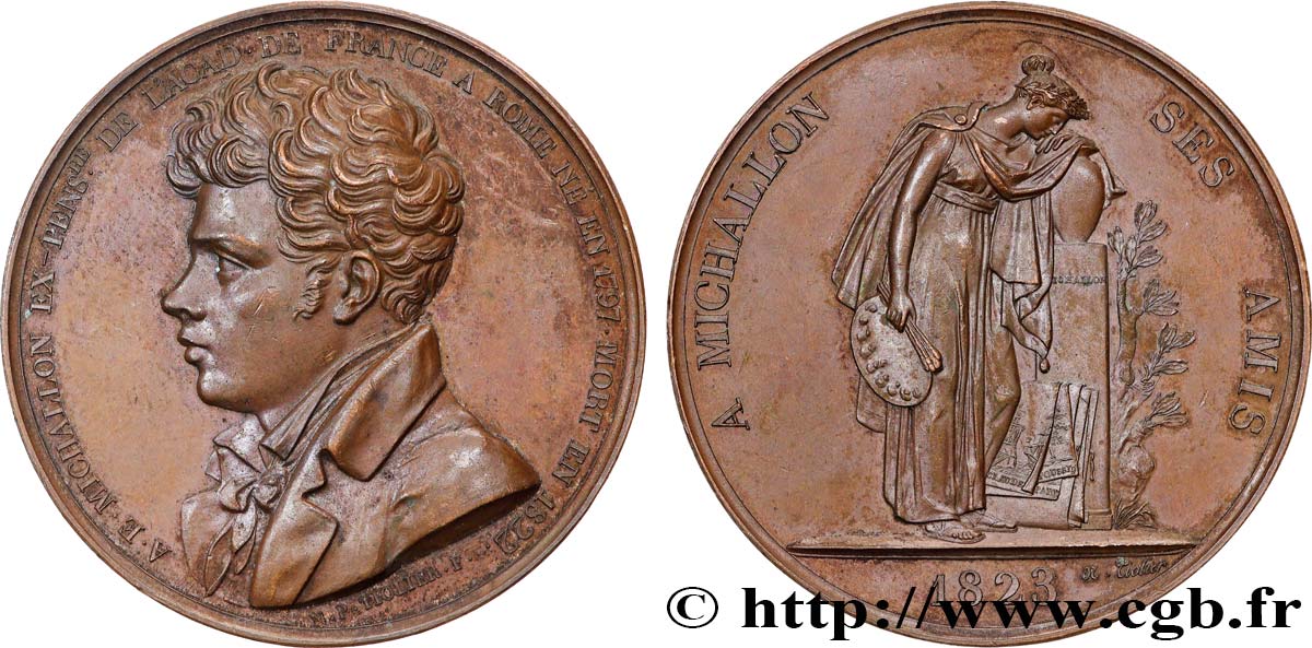 LUIGI XVIII Médaille, En mémoire d’Achille-Etna Michallon q.SPL