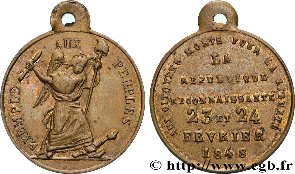 DEUXIÈME RÉPUBLIQUE Médaille en mémoire des événements de 1848 TTB