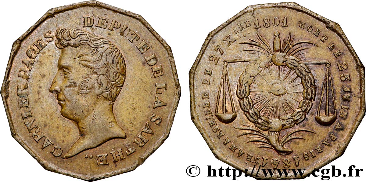 LOUIS-PHILIPPE Ier Médaille, Étienne-Joseph-Louis Garnier-Pages  TTB