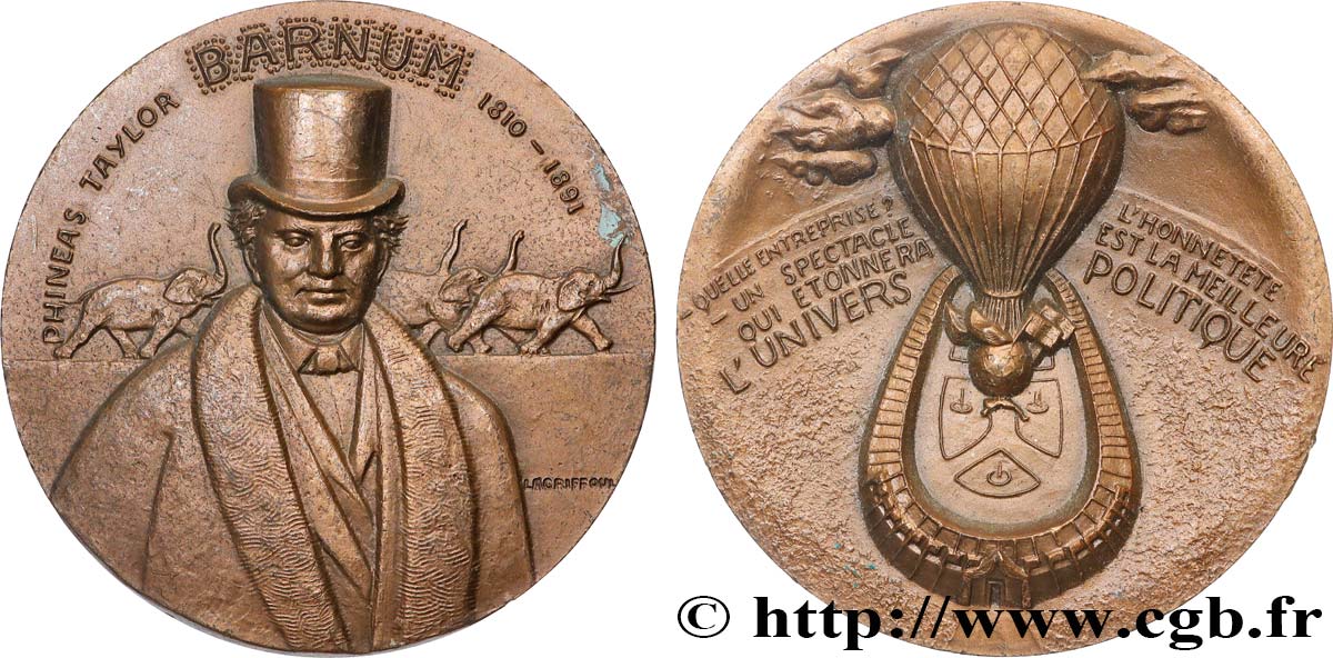 UNITED STATES OF AMERICA Médaille, Phineas Taylor Barnum AU