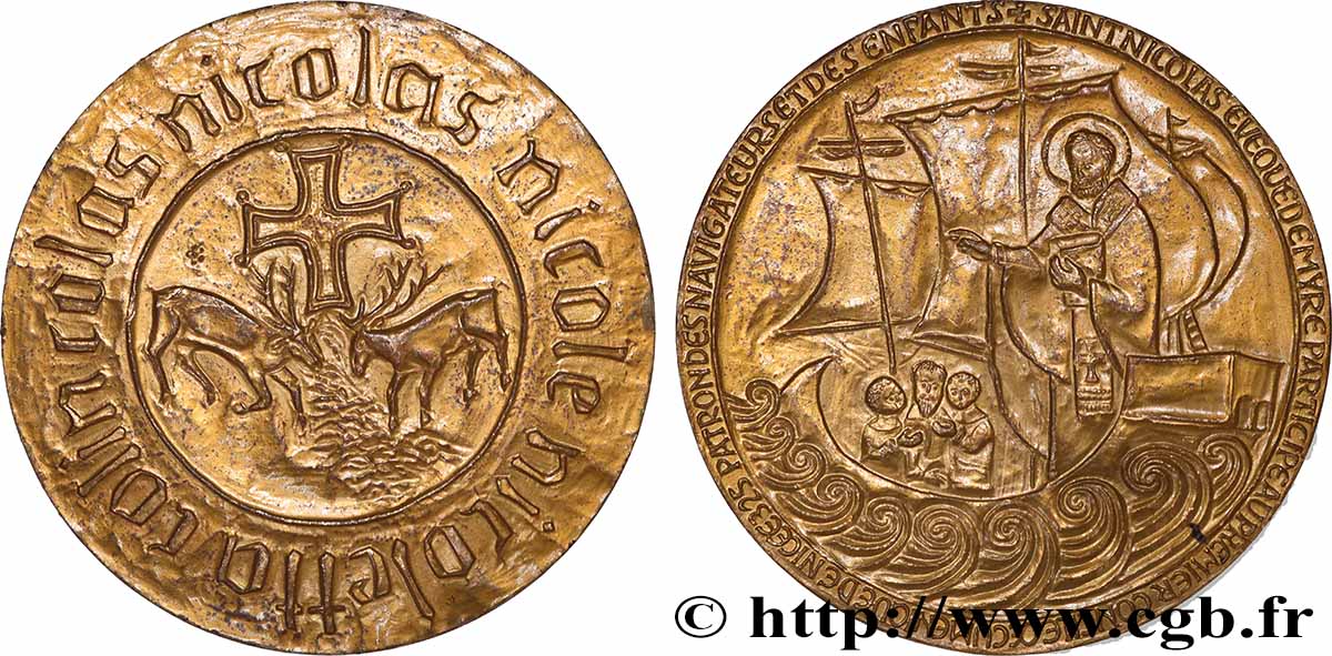 CINQUIÈME RÉPUBLIQUE Médaille, Saint Nicolas de Myre SUP/TTB+