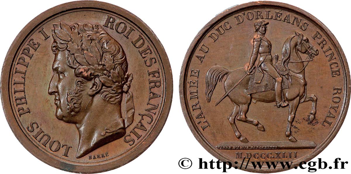 LUIGI FILIPPO I Médaille, L’armée au Duc d’Orléans, prince royal q.SPL