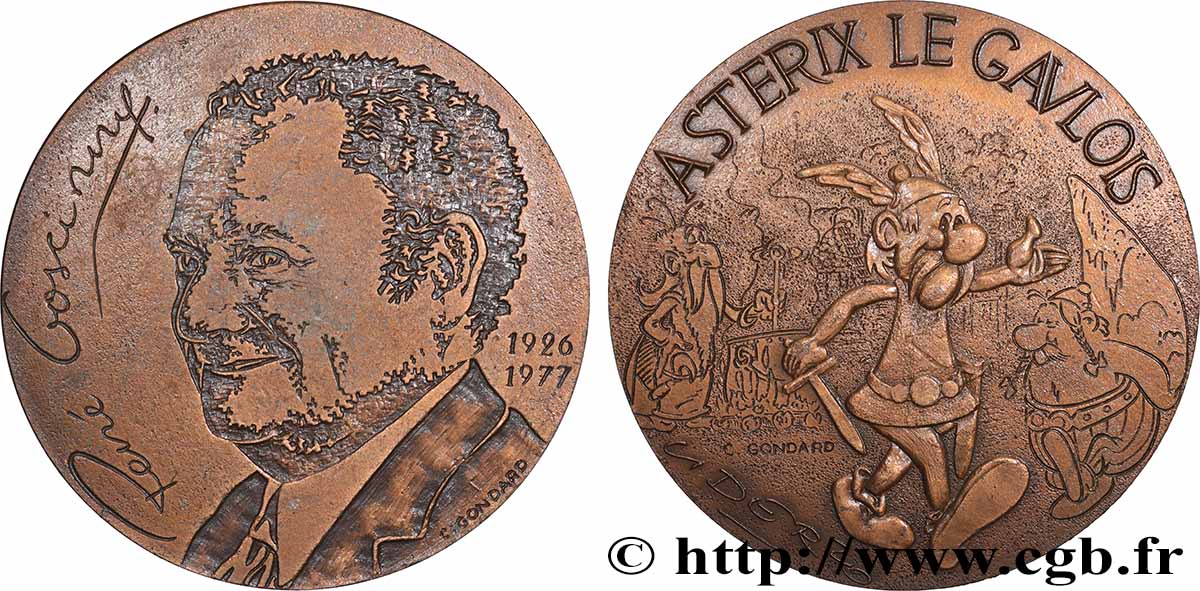 LIVRES - JETONS ET MÉDAILLES Médaille, René Goscinny, Astérix le gaulois TTB+/SUP