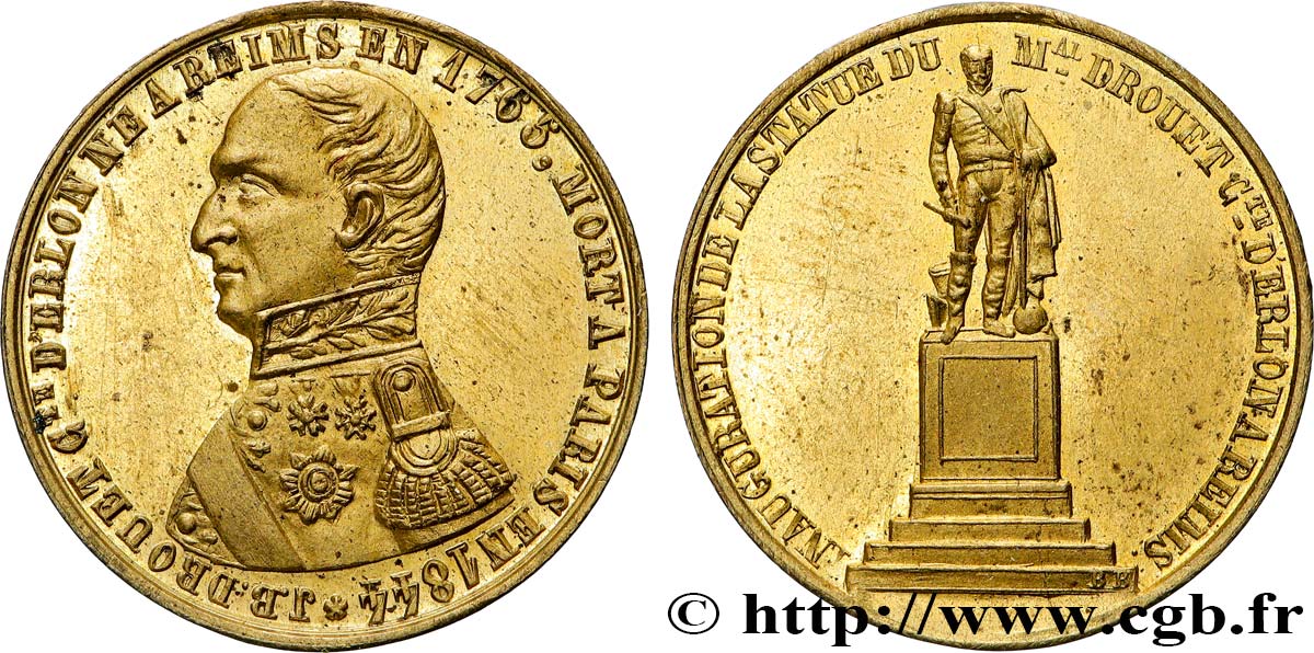II REPUBLIC Médaille, Inauguration de la statue du Maréchal Jean-Baptiste Drouet XF