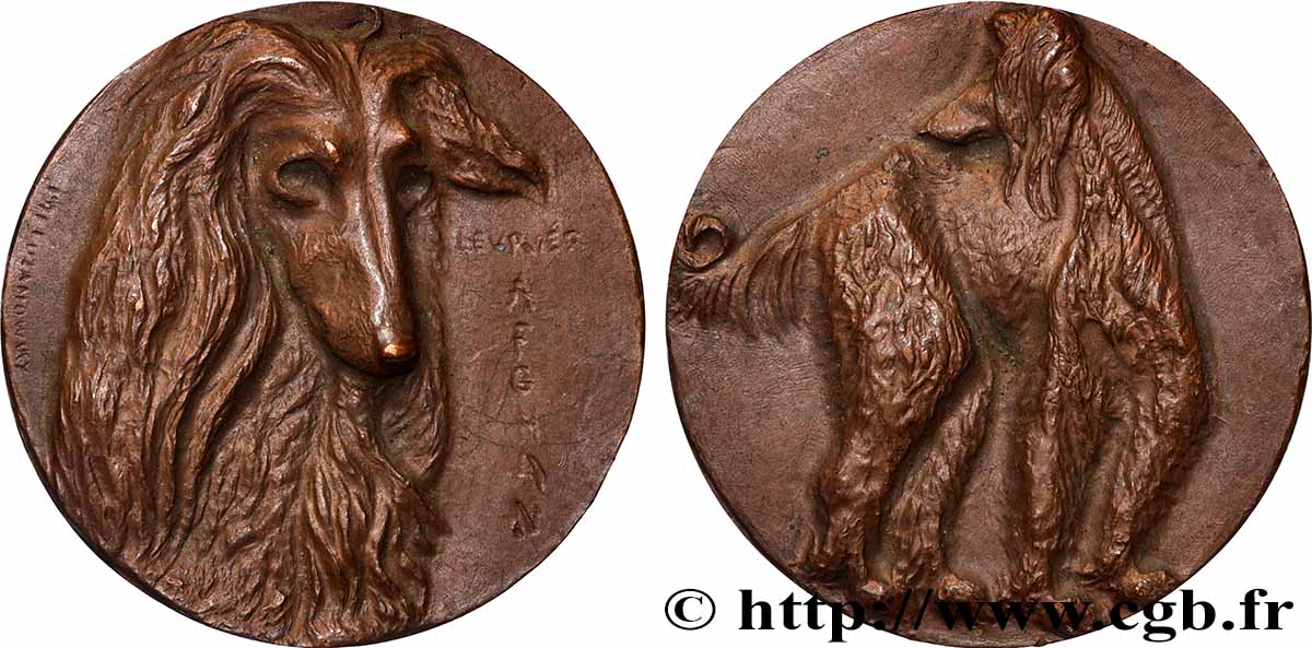 CINQUIÈME RÉPUBLIQUE Médaille, Lévrier Afghan  SUP