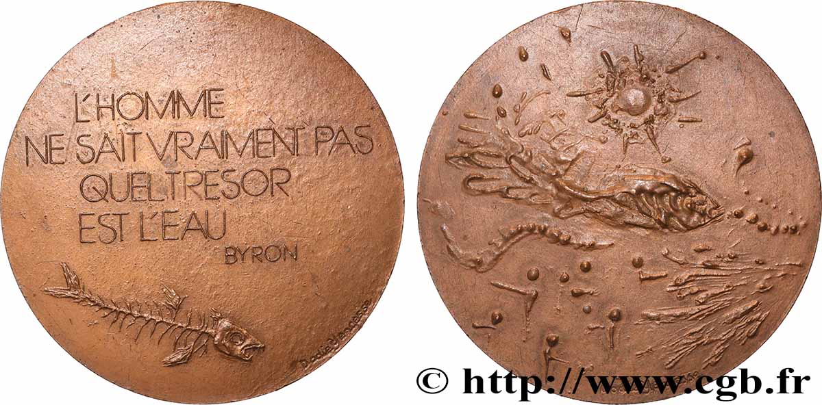 LITTÉRATURE : ÉCRIVAINS/ÉCRIVAINES - POÈTES Médaille, Lord Byron, L’eau TTB+