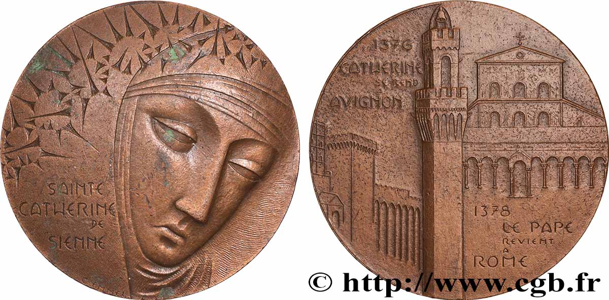 MÉDAILLES RELIGIEUSES Médaille, Sainte Catherine de Sienne TTB+
