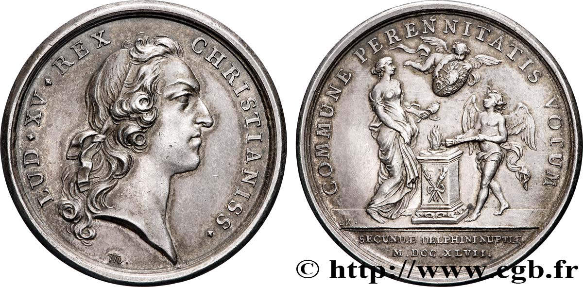LOUIS XV THE BELOVED Médaille, Le second mariage du Dauphin Louis AU
