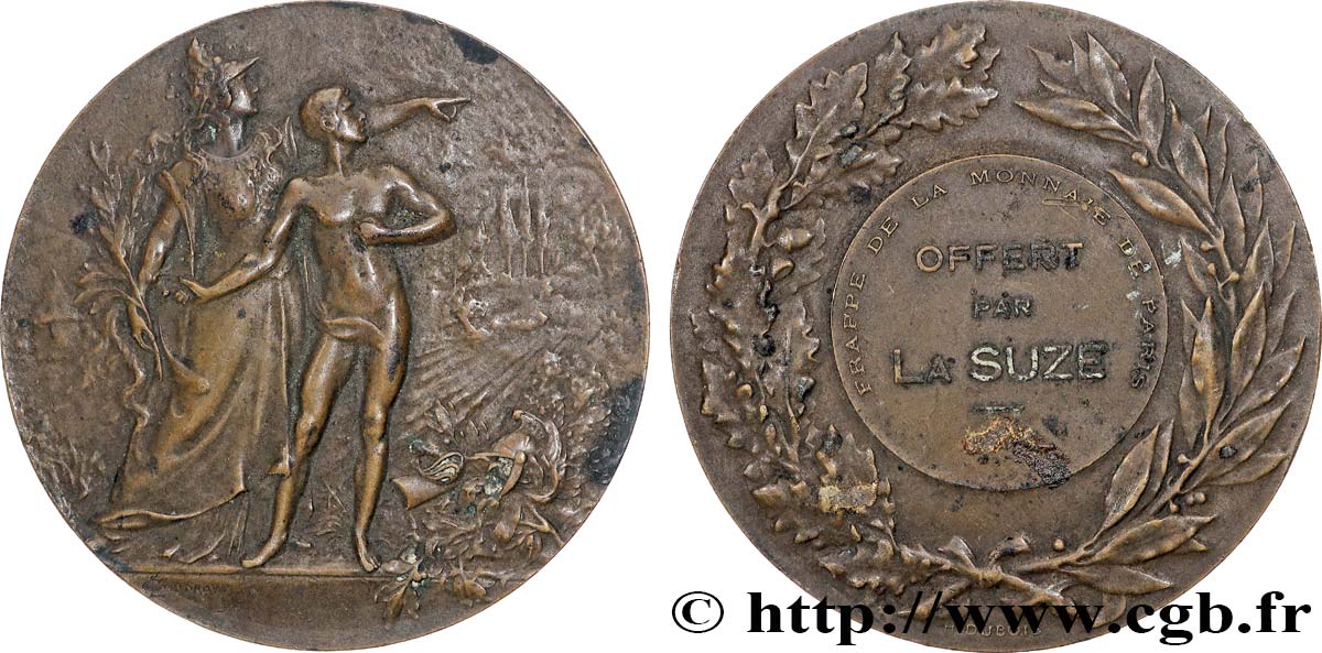 TROISIÈME RÉPUBLIQUE Médaille, Les sports, Offert par la Suze TTB