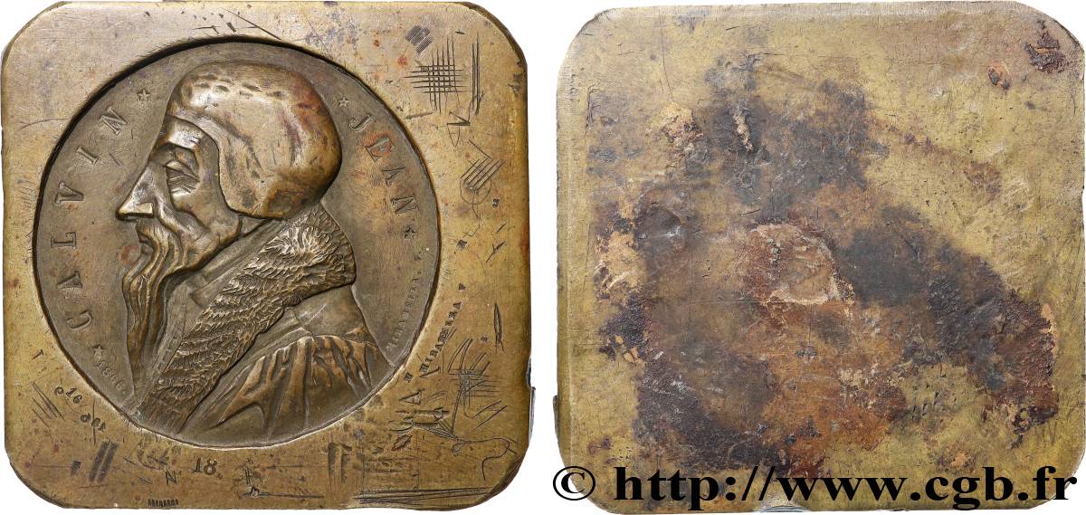 SECOND EMPIRE Médaille uniface, Jean Calvin TTB