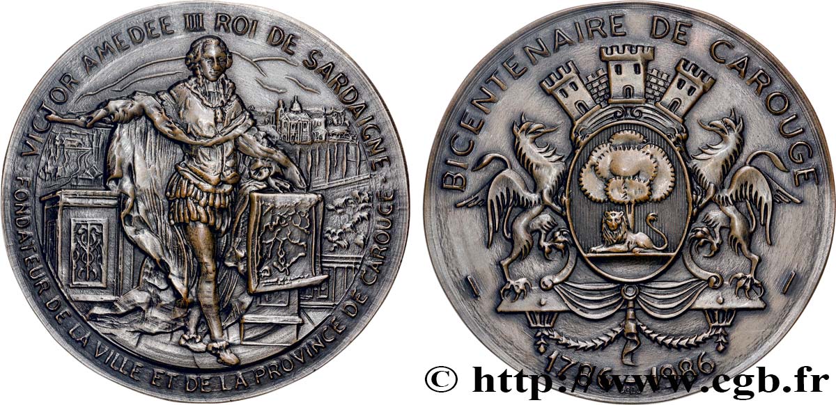 SUISSE Médaille, Bicentenaire de la fondation Carouge par le roi de Sardaigne TTB+