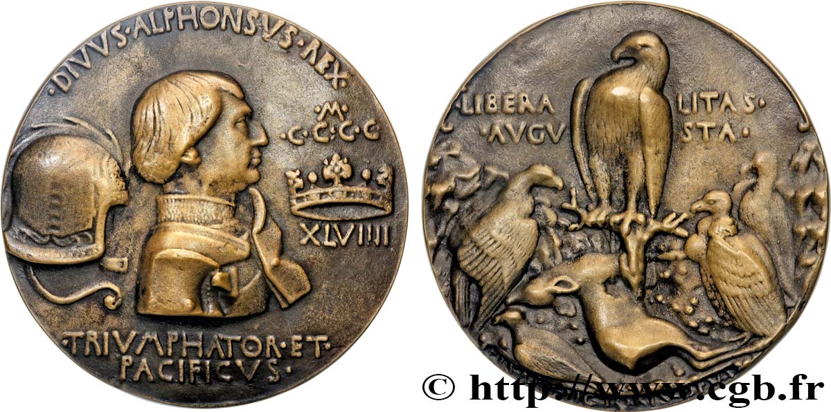 ITALIE - ROYAUME DES DEUX-SICILES - ALPHONSE V D ARAGON Fonte postérieure, Alphonse V d’Aragon par Pisanello TTB+