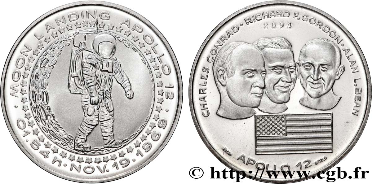 CONQUÊTE DE L ESPACE - EXPLORATION SPATIALE Médaille, Apollo 12 BE