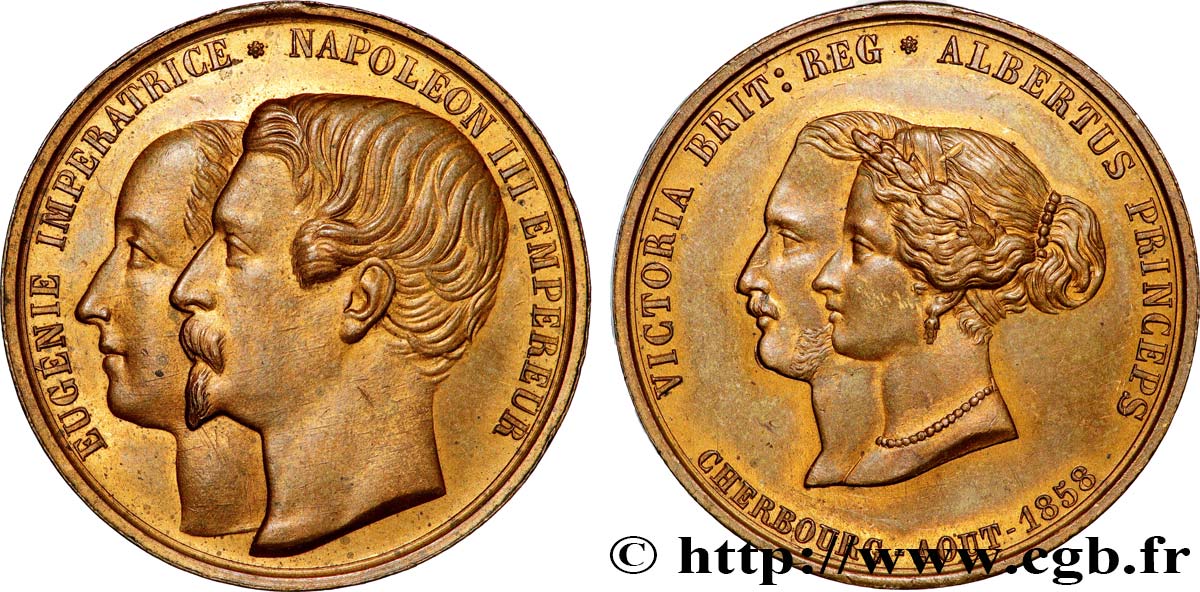 SECONDO IMPERO FRANCESE Médaillette, Visite de la reine Victoria et du prince Albert q.SPL