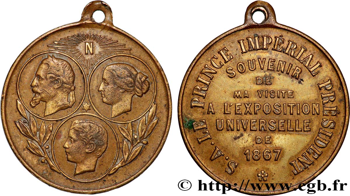 SECOND EMPIRE Médaille de la famille impériale, souvenir de l’Exposition XF