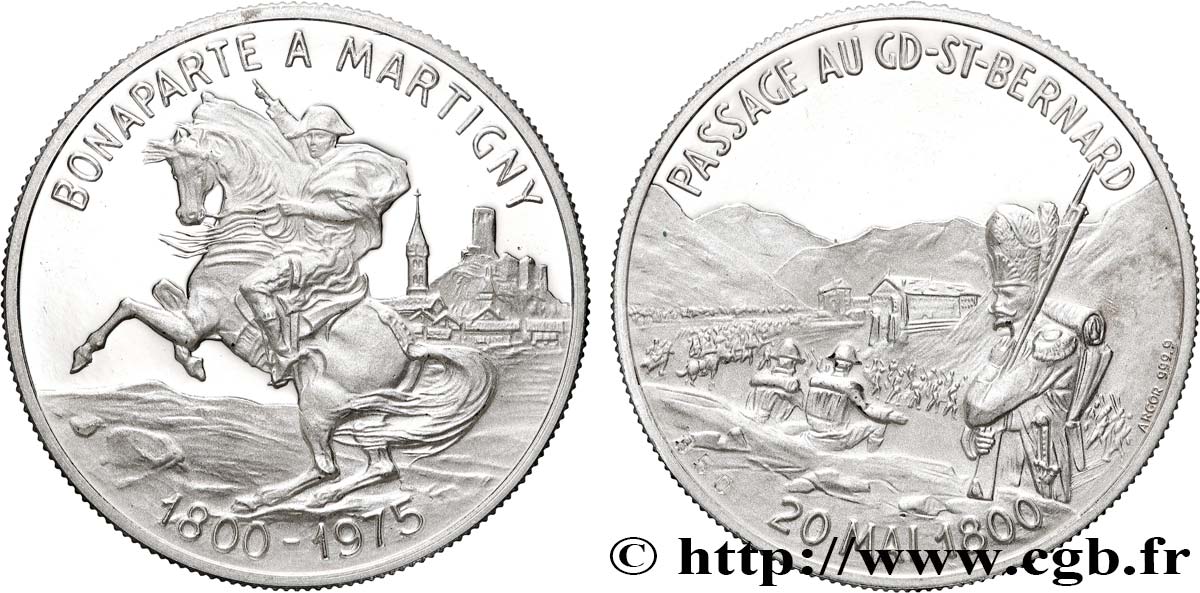 V REPUBLIC Médaille, 175e anniversaire de Bonaparte à Martigny Proof set