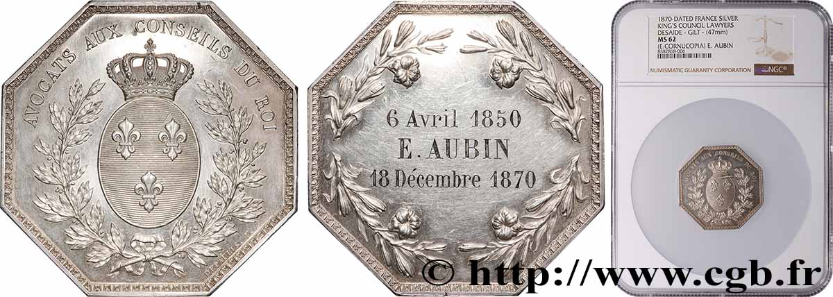 III REPUBLIC Médaille, Avocats aux conseils du roi MS62