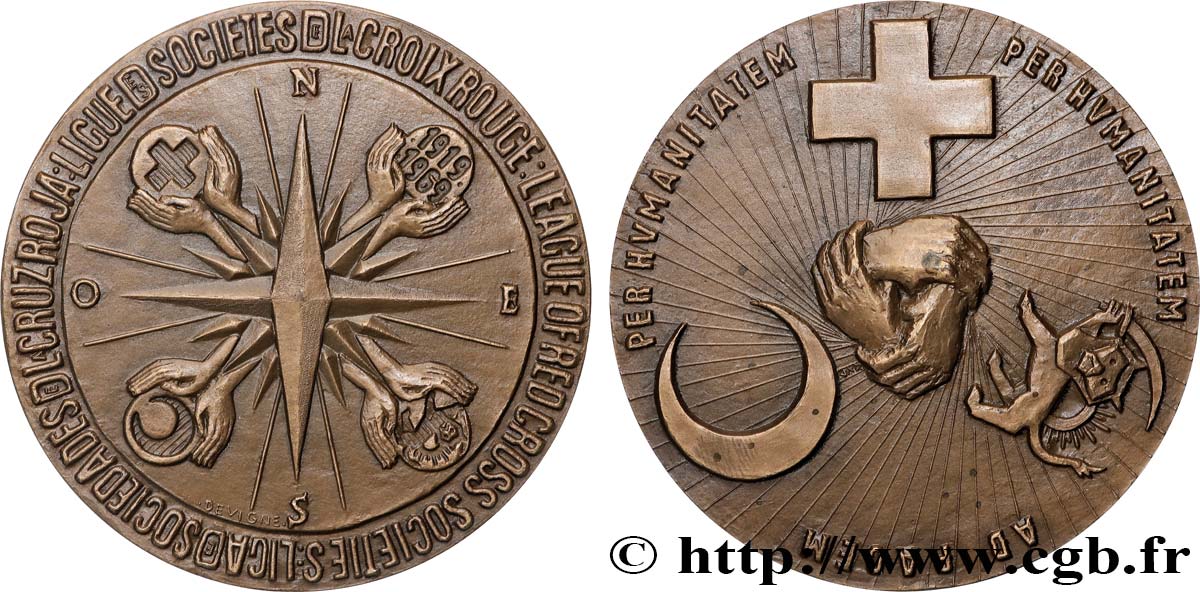 FUNFTE FRANZOSISCHE REPUBLIK Médaille, Médaille internationale de la Croix-Rouge et du Croissant-Rouge VZ