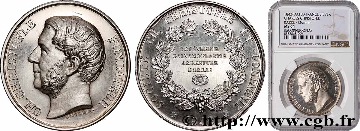 LOUIS-PHILIPPE I Médaille, Charles-Henri Christofle, fondateur, refrappe MS64