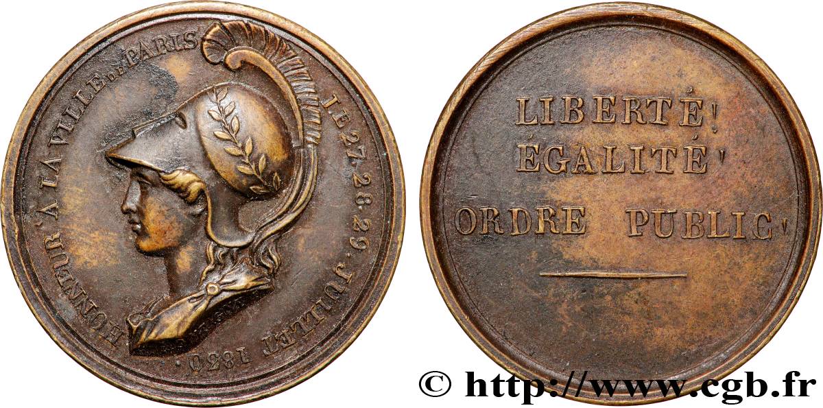 CHARLES X Médaille, Honneur à la ville de Paris AU
