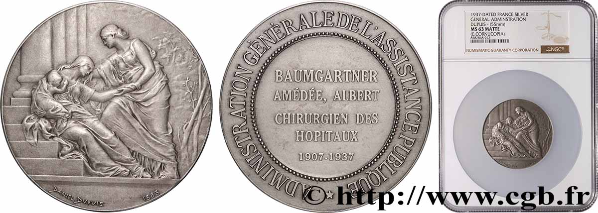 TROISIÈME RÉPUBLIQUE Médaille, Administration générale de l’Assistance publique SPL63