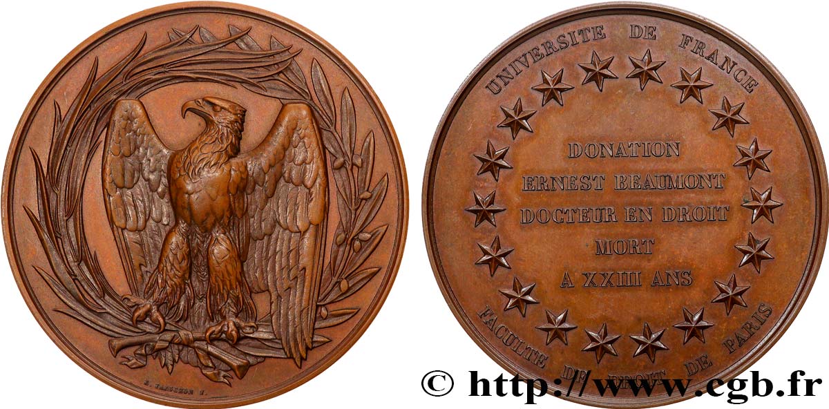 SECOND EMPIRE Médaille, Concours, Licence de droit français, 2e prix AU