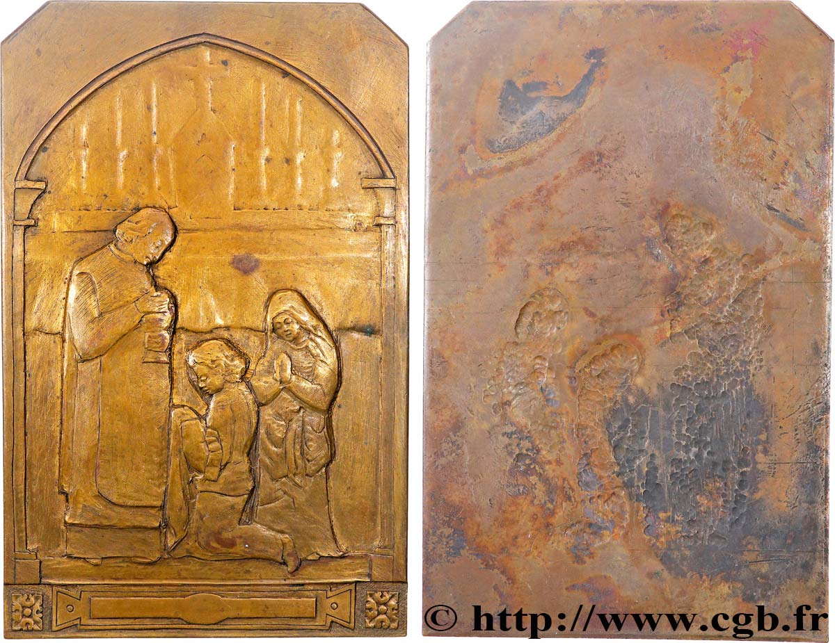 MÉDAILLES RELIGIEUSES Plaquette, Première communion TTB