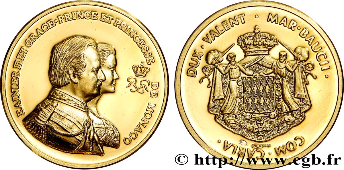 MONACO Médaille, Les Princes de Monaco, Rainier III et Grace SPL