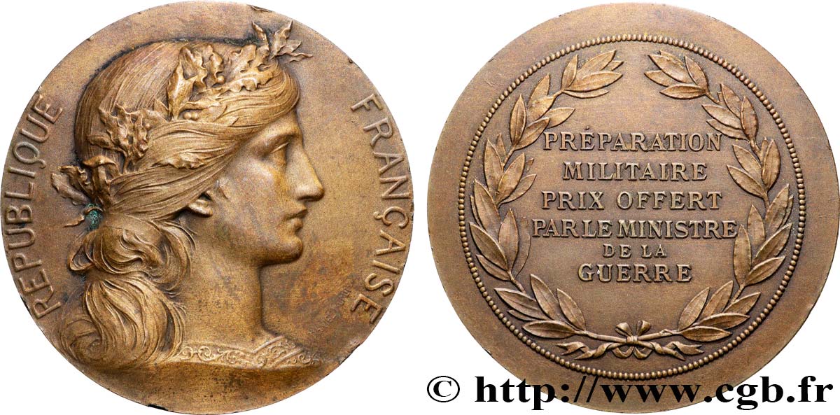 TROISIÈME RÉPUBLIQUE Médaille, Préparation militaire, prix offert TTB/TTB+