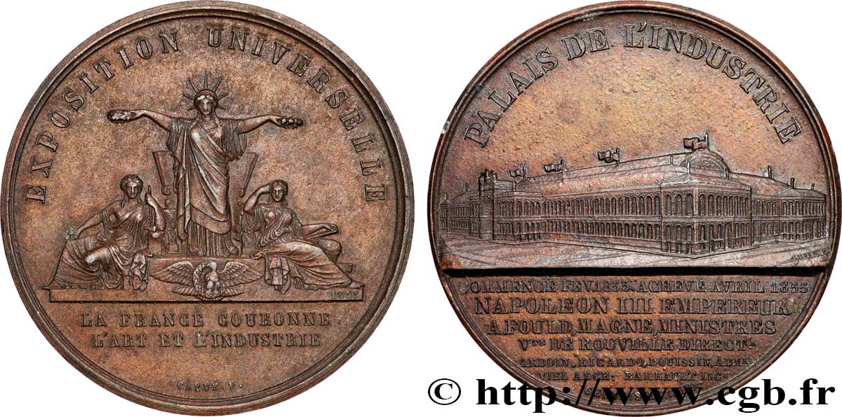SECONDO IMPERO FRANCESE Médaille, Exposition Universelle, Palais de l’Industrieinternet BB