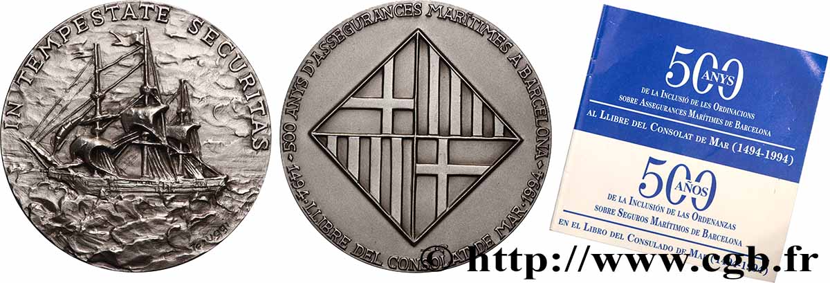 ASSURANCES Médaille, 500e anniversaire de l’Assurance Maritime SUP
