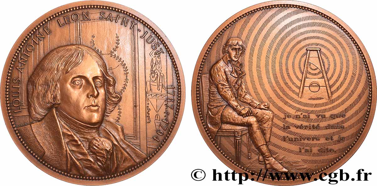 POLITIQUE ET POLITICIENS Médaille, Louis Antoine Leon Saint-Just SPL