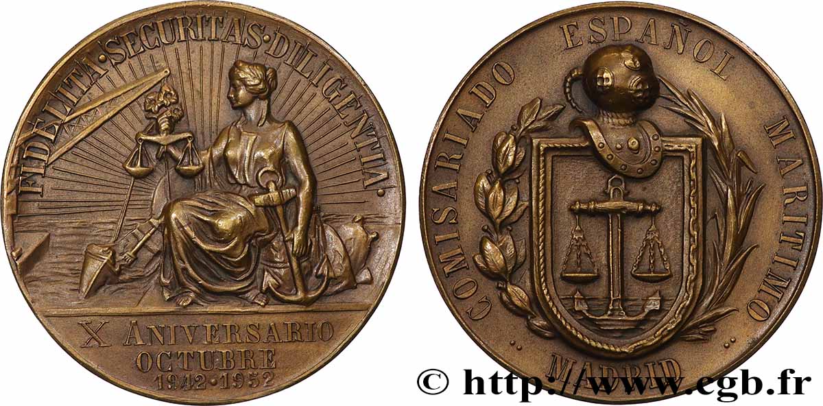 ASSURANCES Médaille, 10e anniversaire, Comisariado Espanol Maritimo SUP