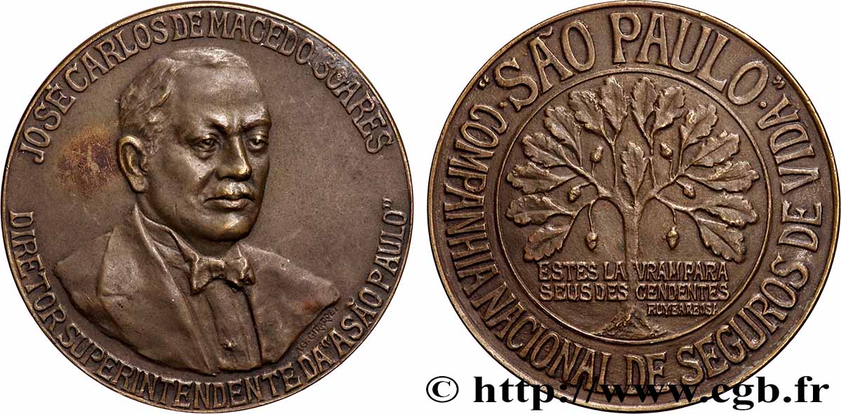 ASSURANCES Médaille, José Carlos de Macedo Soares TTB+