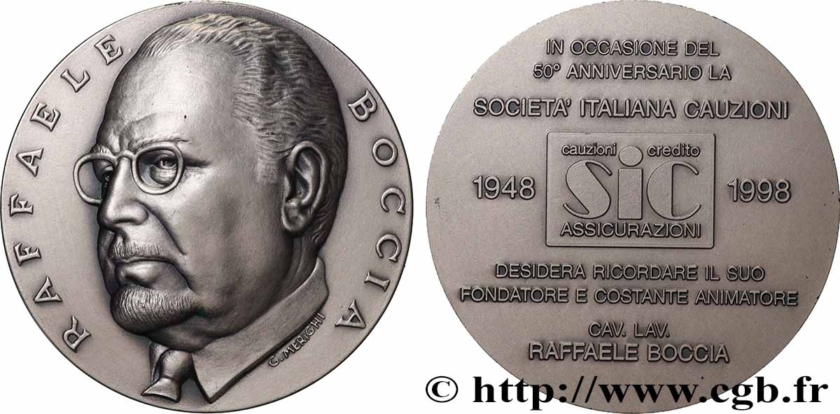 ASSURANCES Médaille, 50e anniversaire de S. I. C., Raffaele Boccia, n°477 SUP