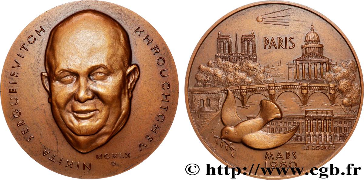 QUINTA REPUBBLICA FRANCESE Médaille, Nikita Sergueïevitch Khrouchtchev q.SPL