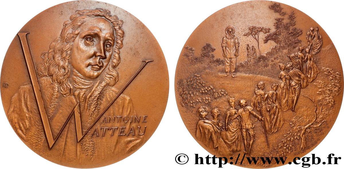 ARTISTES : GRAVEURS, PEINTRES, SCULPTEURS Médaille, Jean-Antoine Watteau fVZ