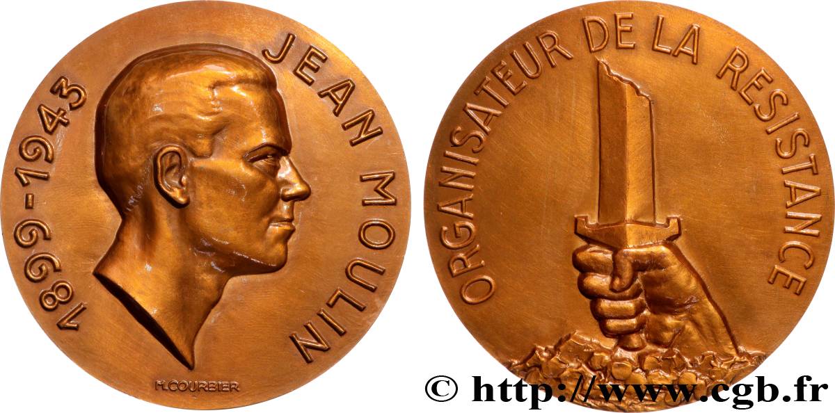 QUATRIÈME RÉPUBLIQUE Médaille, Jean Moulin SUP+