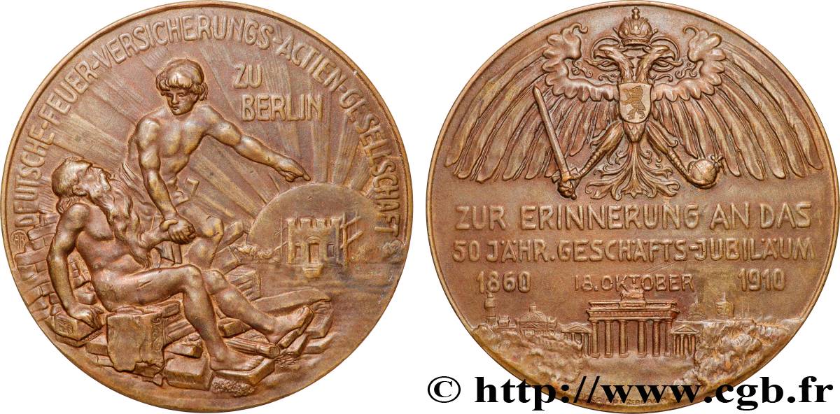 ASSURANCES Médaille, 50e anniversaire Deutsche Feuerversicherungs-Actien-Gesellschaft TTB+