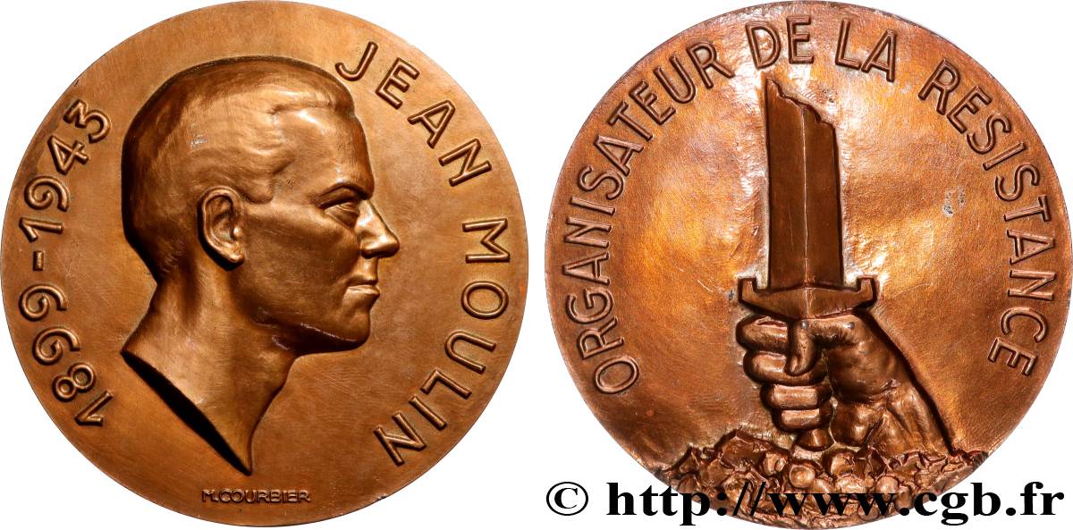 QUATRIÈME RÉPUBLIQUE Médaille, Jean Moulin SUP