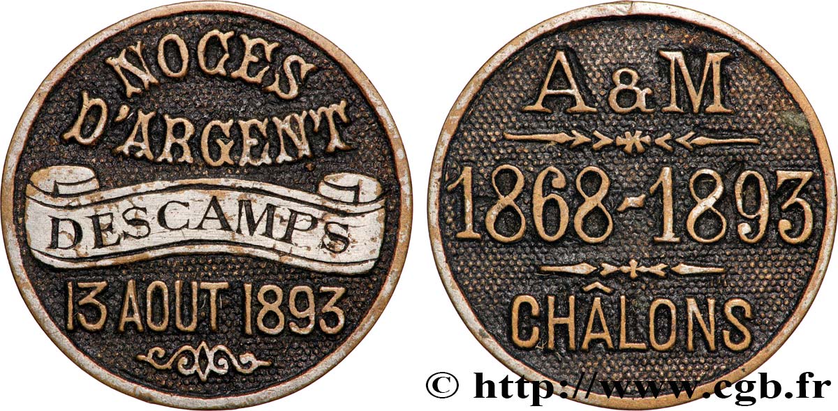 DRITTE FRANZOSISCHE REPUBLIK Médaille, Noces d’argent fVZ