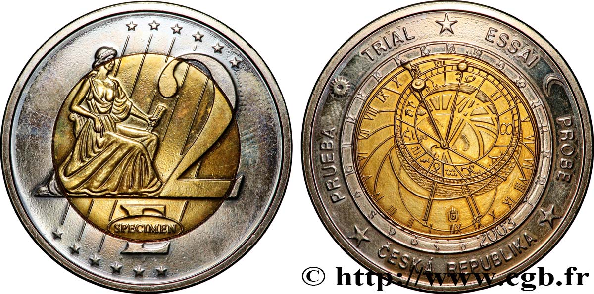 EUROPE Médaille, Essai 2 Euro République Tchèque SUP