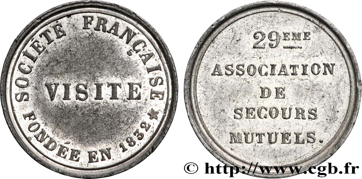 ASSURANCES Médaille, Société française, 29e association de secours mutuels TTB