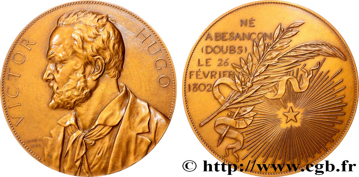 LITTÉRATURE : ÉCRIVAINS/ÉCRIVAINES - POÈTES Médaille, Souvenir du centenaire de Victor Hugo, refrappe SUP