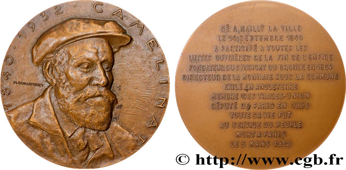 CINQUIÈME RÉPUBLIQUE Médaille, Zéphirin Camelinat SUP