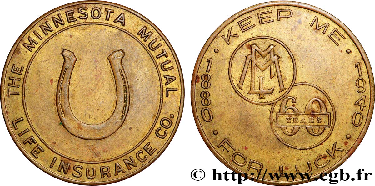 LES ASSURANCES Médaille, 60e anniversaire de la Minnesota Mutual Life Insurance SS